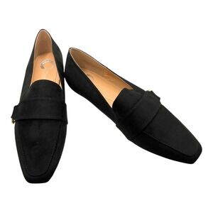 Journee Collection Benntly Black Loafers Square Toe Slip On Flats Size 8 NIB